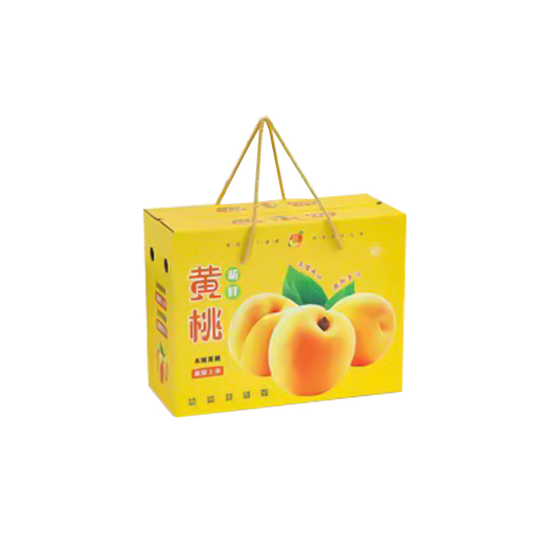 Caja de embalaje de fruta de melocotón amarillo